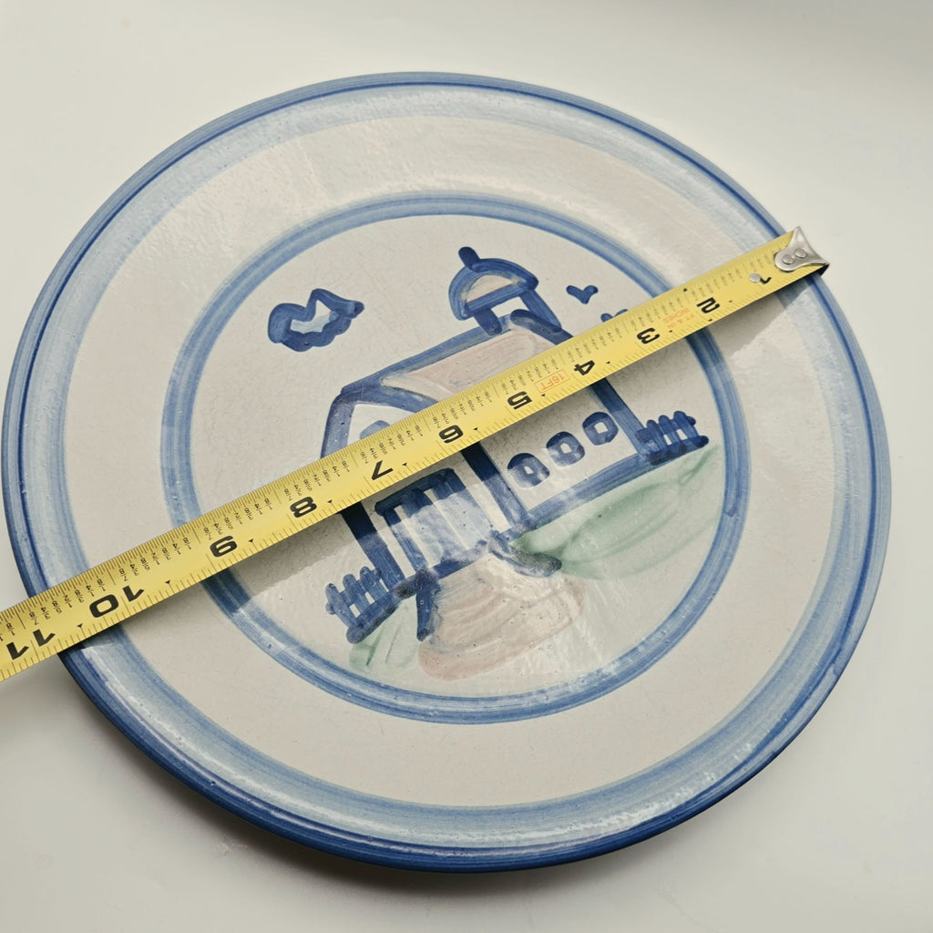 M.A. Hadley Plate Hand-Painted  Barn Design Signed 11" very good, stoneware