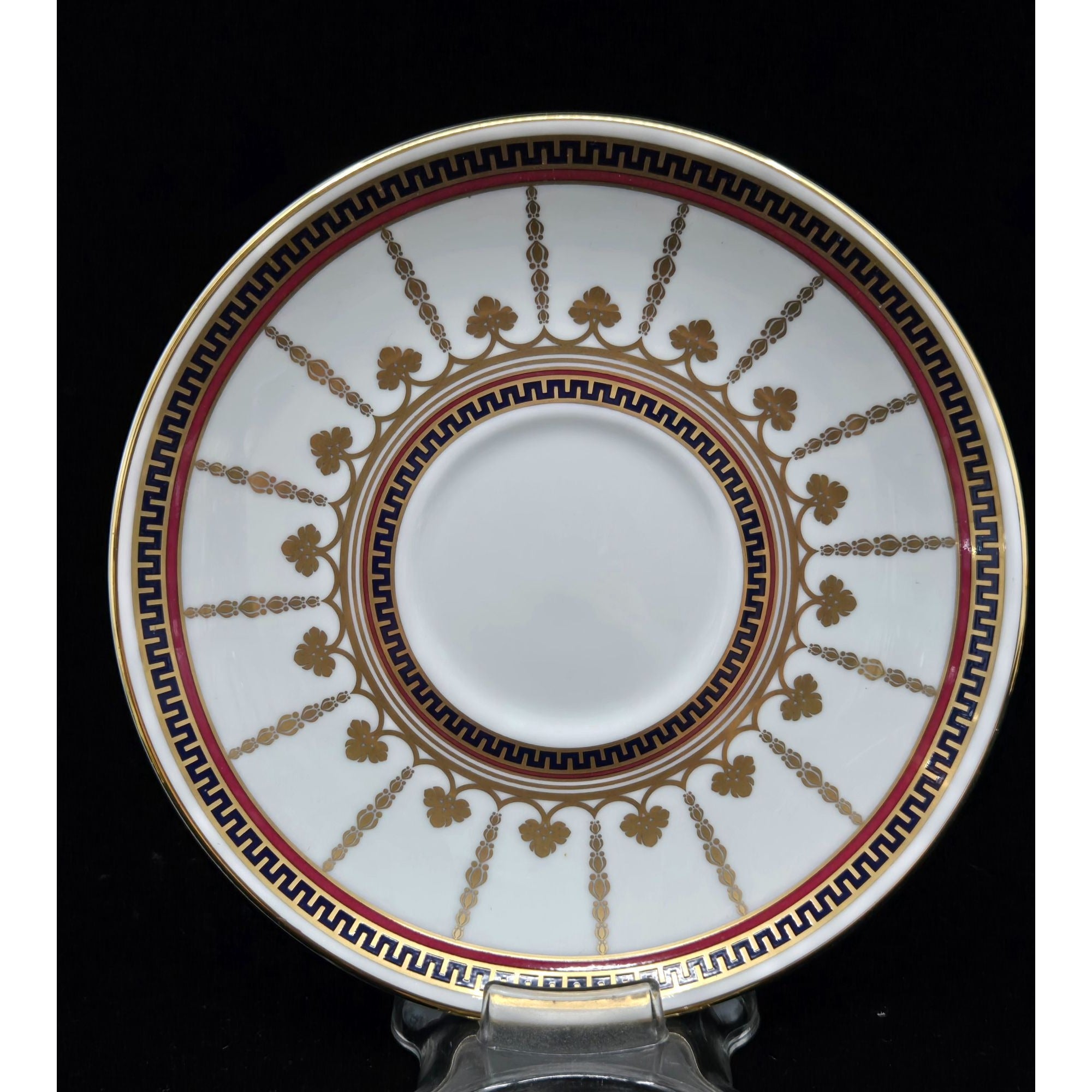 Buckingham Palace 1996 Commemorative Teacup Set Gold Trim Elegant Greek Key Pattern