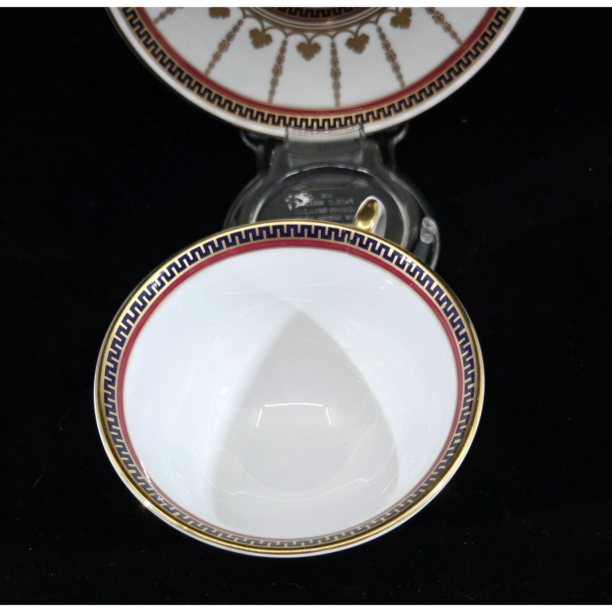 Buckingham Palace 1996 Commemorative Teacup Set Gold Trim Elegant Greek Key Pattern
