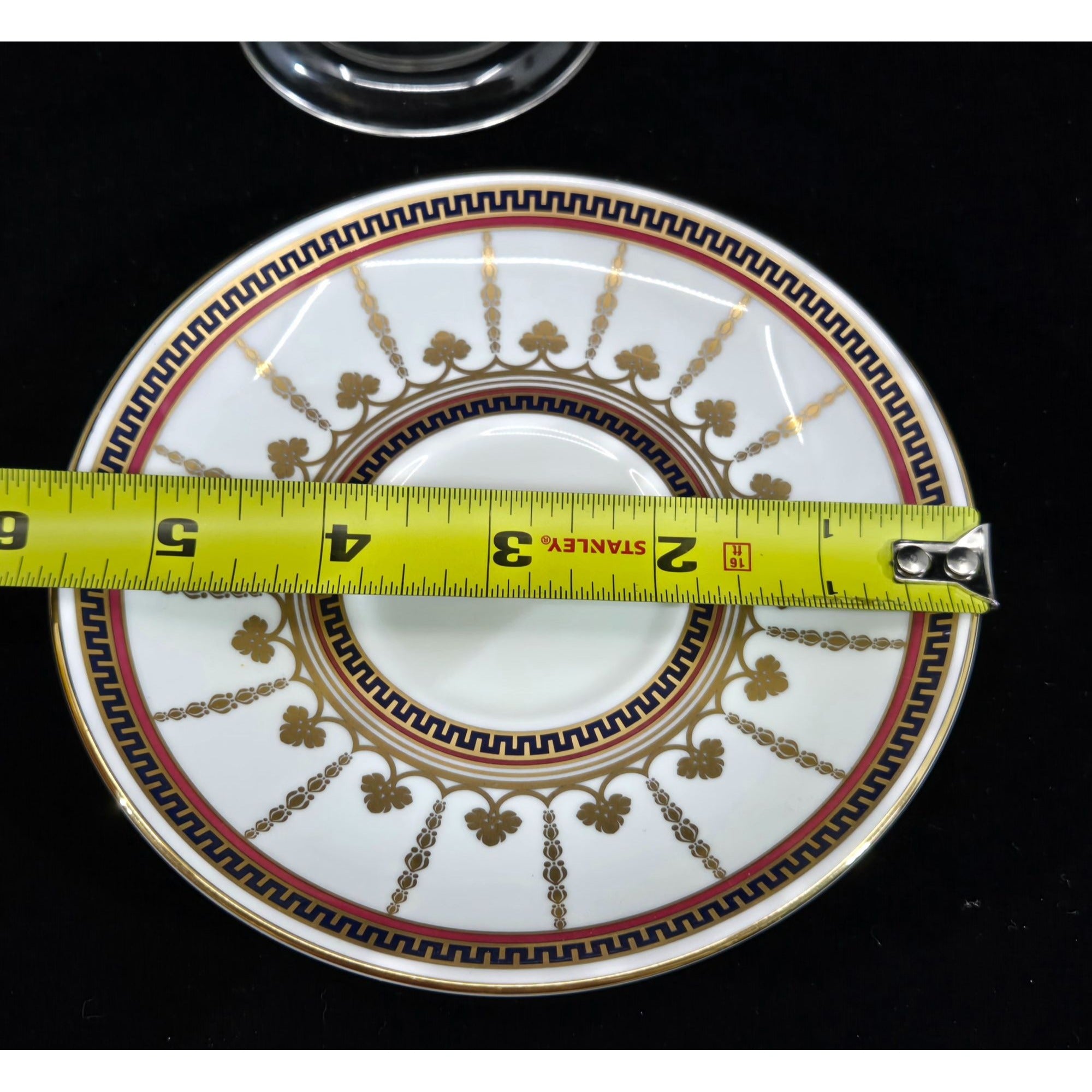 Buckingham Palace 1996 Commemorative Teacup Set Gold Trim Elegant Greek Key Pattern