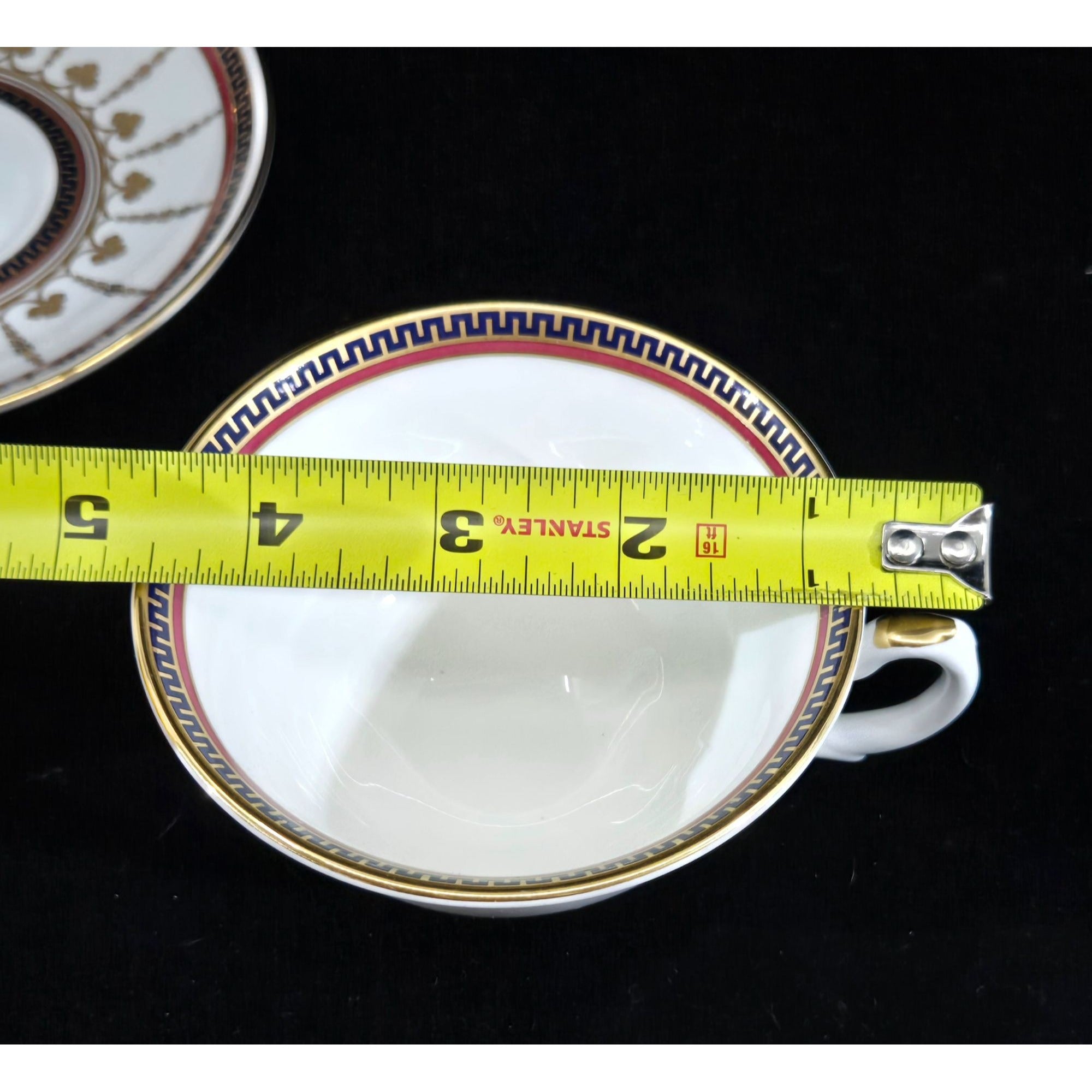 Buckingham Palace 1996 Commemorative Teacup Set Gold Trim Elegant Greek Key Pattern