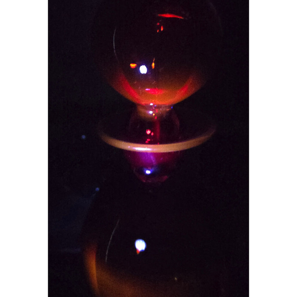 Gorgeous Blenko Red, Tangerine Amberina, Glass Decanter with Large Ball Stopper, Optic