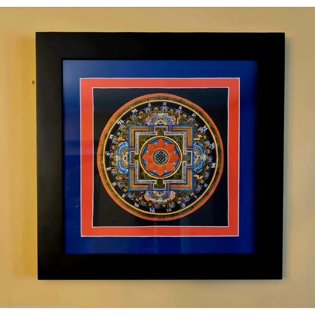 Framed Thangka Painting Of Vajradhatu Mandala From Nepal With Black Frame 2010