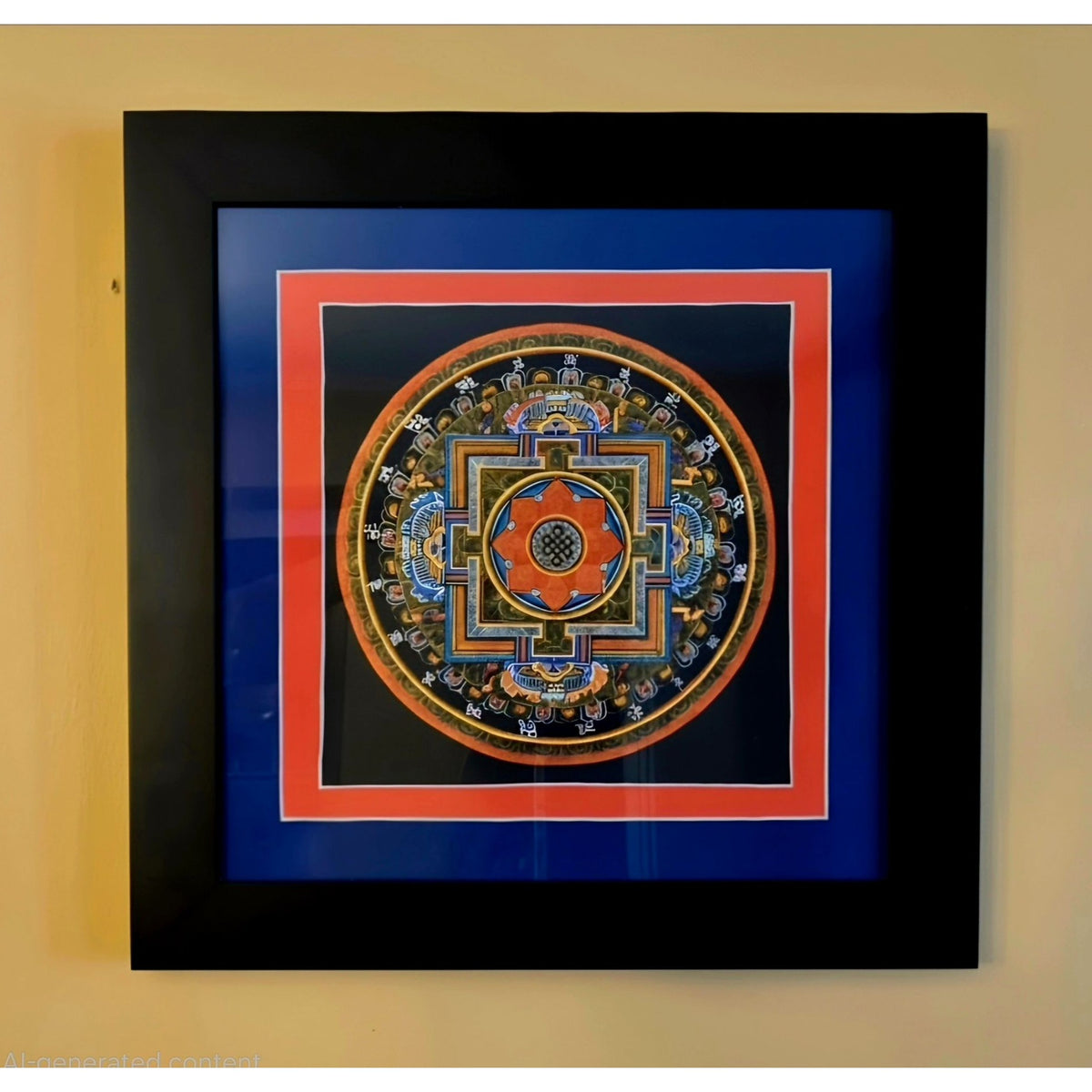Framed Thangka Painting Of Vajradhatu Mandala From Nepal With Black Frame 2010