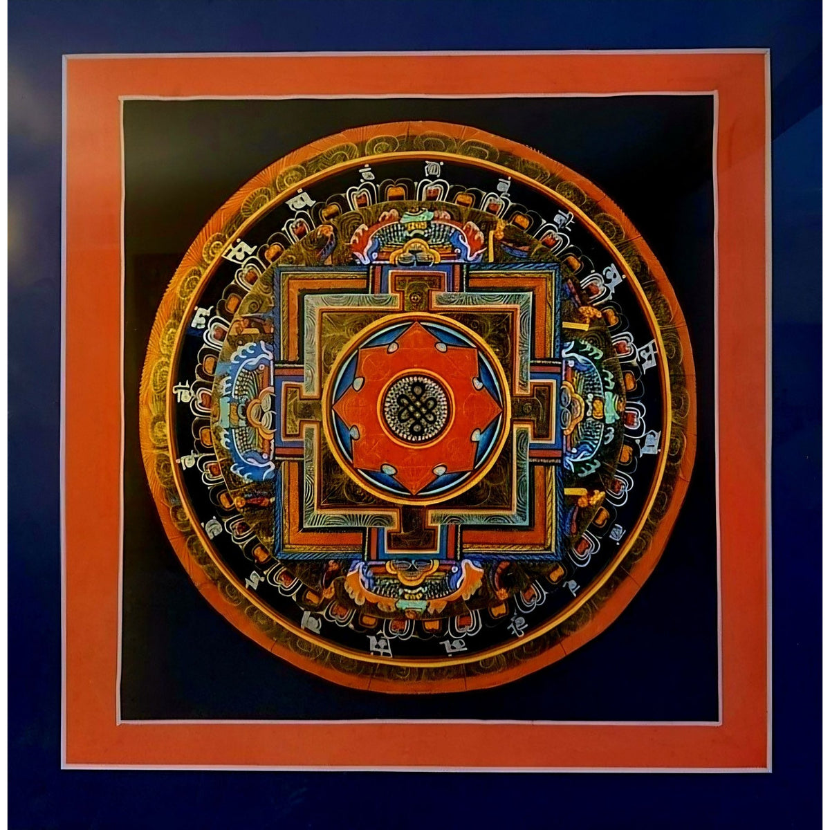 Framed Thangka Painting Of Vajradhatu Mandala From Nepal With Black Frame 2010