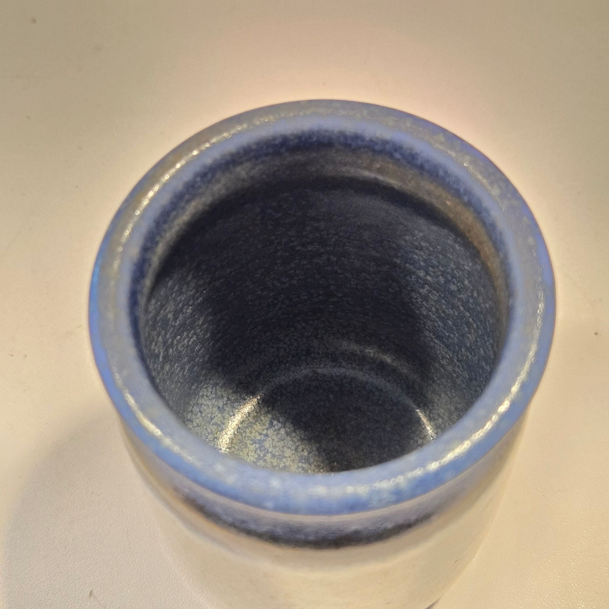 Set of C. Aldrich Blue Floral Pottery Crocks, shelf decor, USA