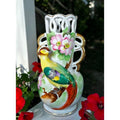 Occupied Japan Porcelain Vase With Bird Floral Design & Gold Accents