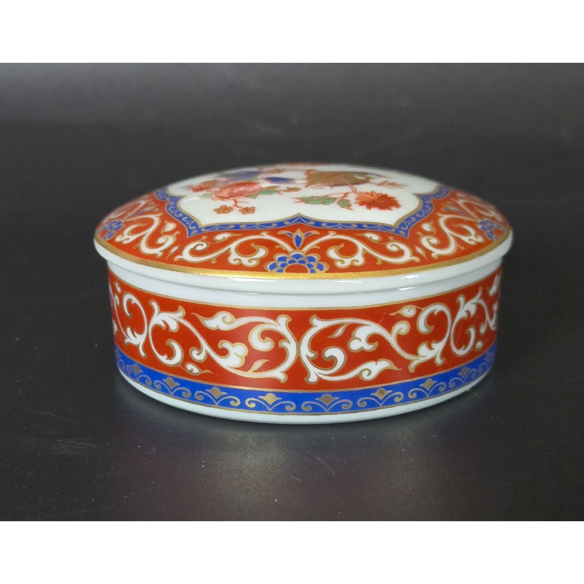 Vintage Kaiser Porcelain Trinket Box With Lid - Floral & Bird Motif - Made In Germany circa 1980s