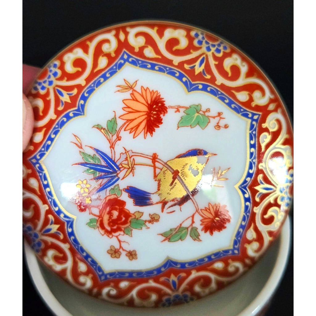 Vintage Kaiser Porcelain Trinket Box With Lid - Floral & Bird Motif - Made In Germany circa 1980s