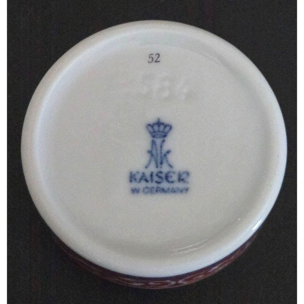 Vintage Kaiser Porcelain Trinket Box With Lid - Floral & Bird Motif - Made In Germany circa 1980s