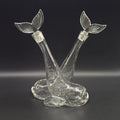 Vintage Czech glass Cruet Dual Fish Decanter w/ Tail Stoppers Made In Czechoslovakia