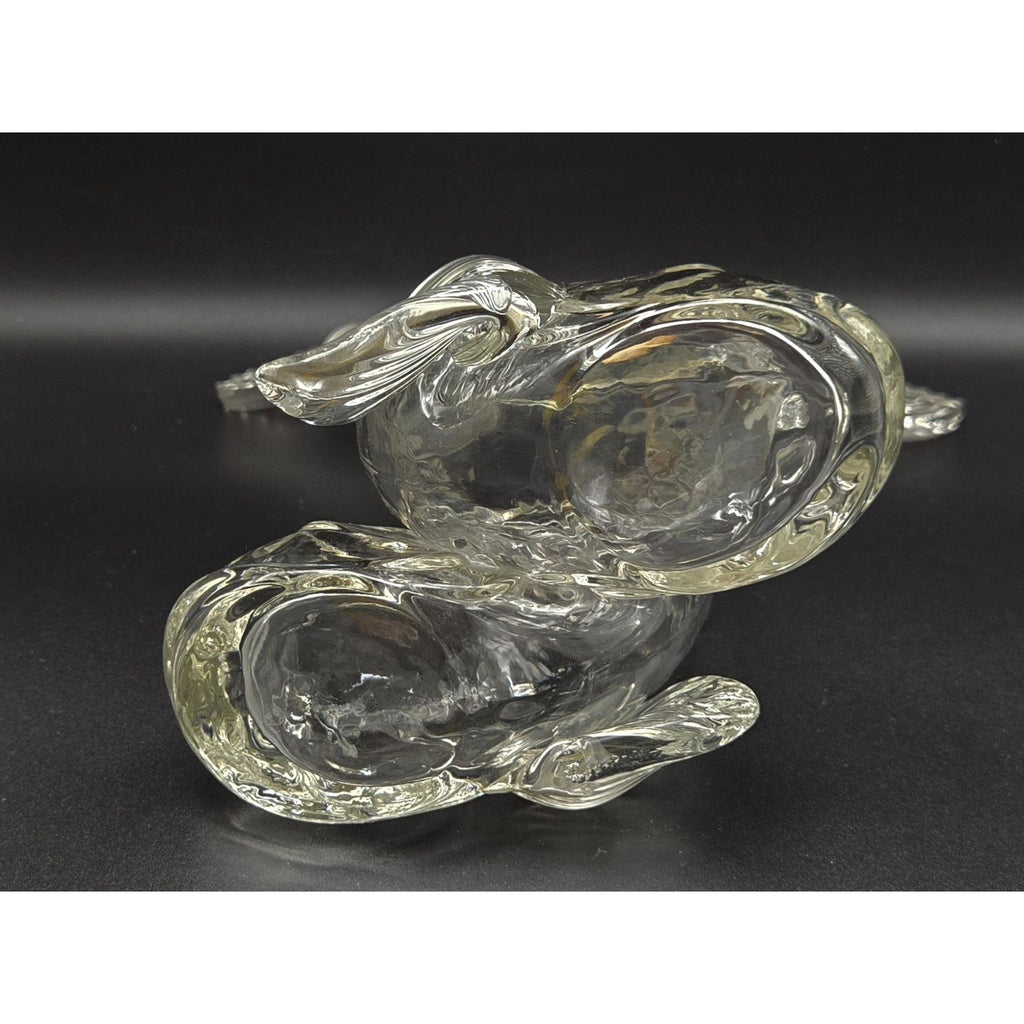 Vintage Czech glass Cruet Dual Fish Decanter w/ Tail Stoppers Made In Czechoslovakia