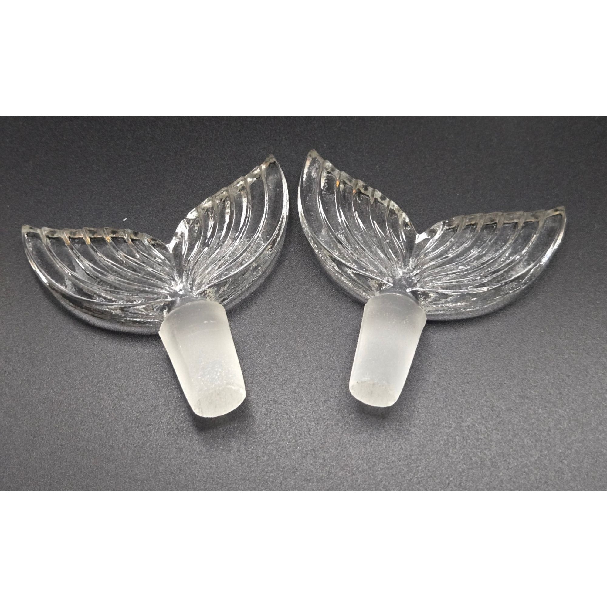 Vintage Czech glass Cruet Dual Fish Decanter w/ Tail Stoppers Made In Czechoslovakia