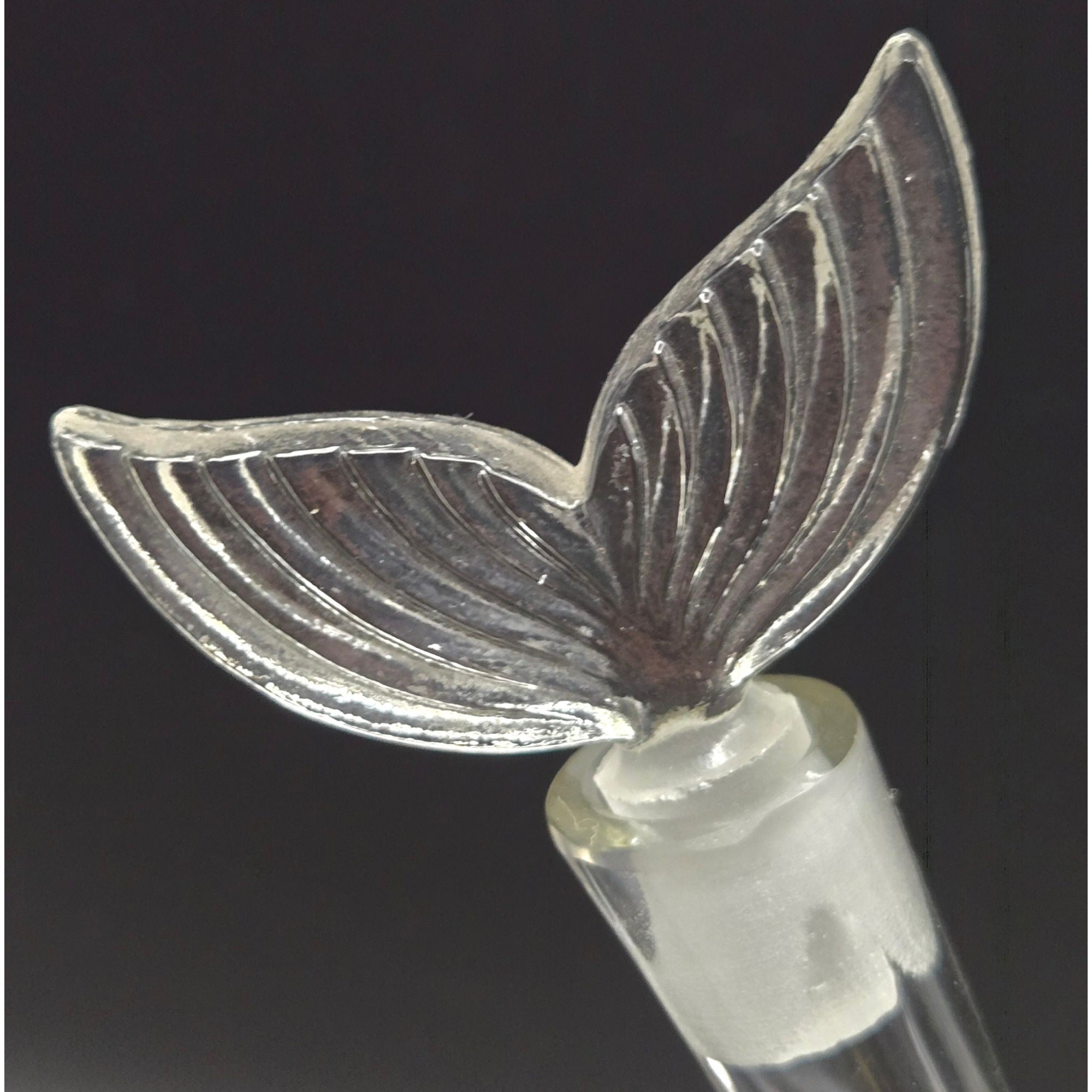 Vintage Czech glass Cruet Dual Fish Decanter w/ Tail Stoppers Made In Czechoslovakia