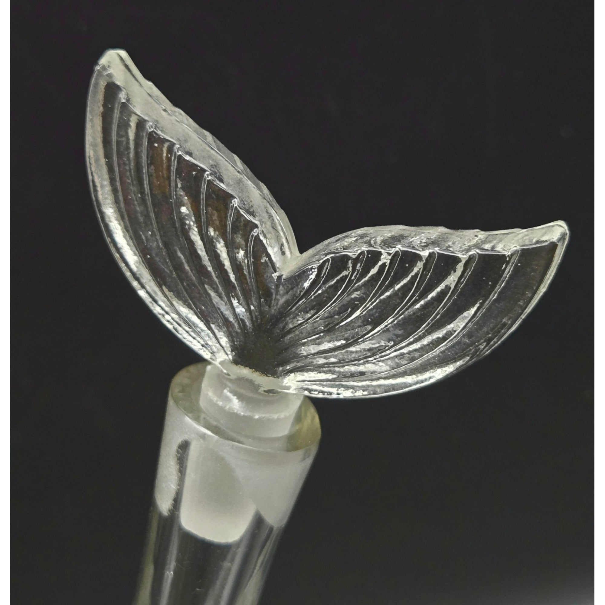 Vintage Czech glass Cruet Dual Fish Decanter w/ Tail Stoppers Made In Czechoslovakia