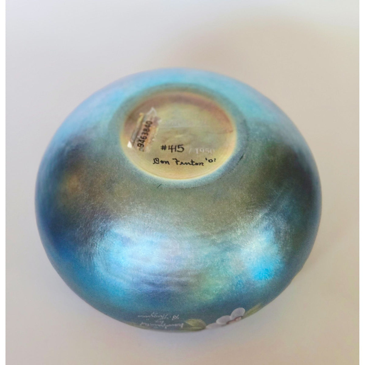 Fenton Glass Favrene Puff Box Honor Collection Cobalt Hand Painted, Signed Numbered 415