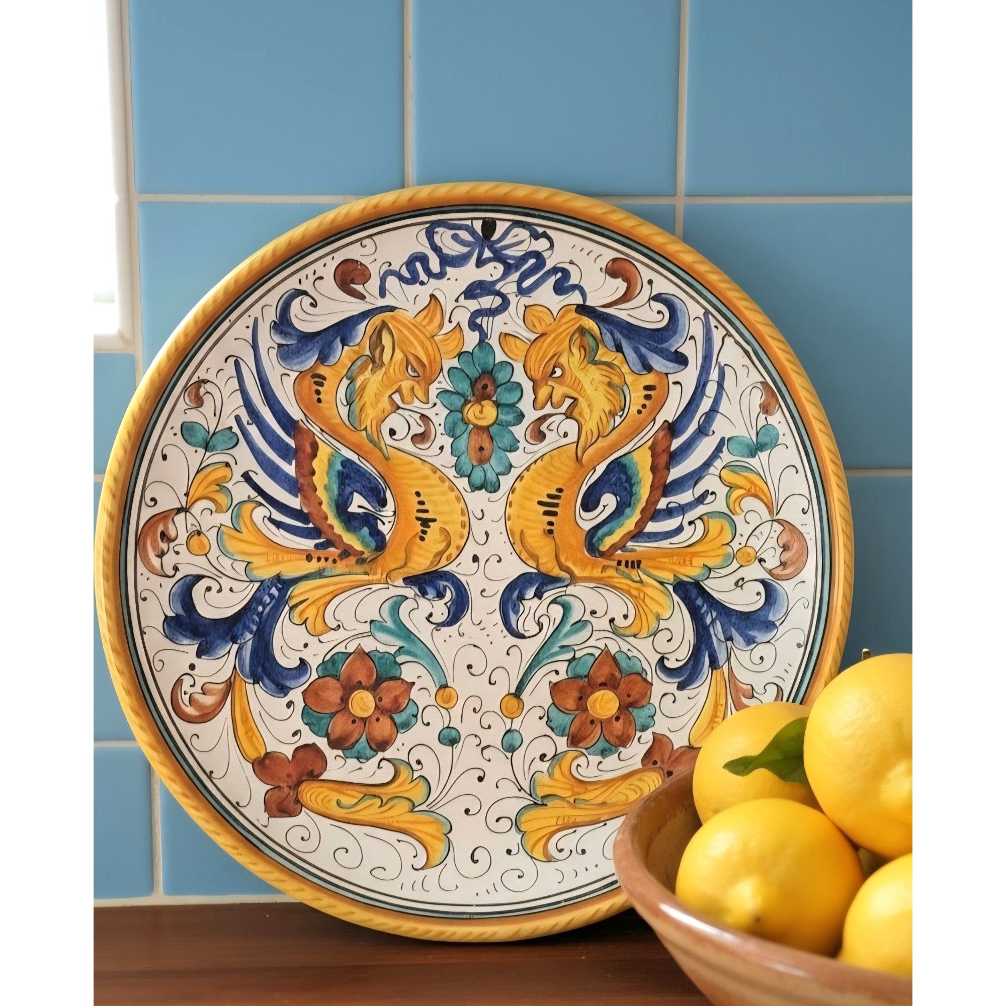 Deruta Pottery Plate /Trivet By Franco Mari Italian Majolica Wall Décor Floral