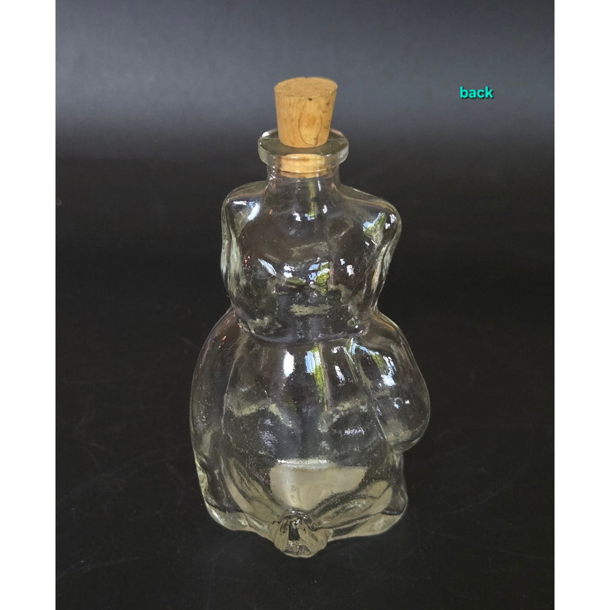 Vintage Vidrio Natural Clear Glass Bear Jar With Cork Lid Made In Spain, small