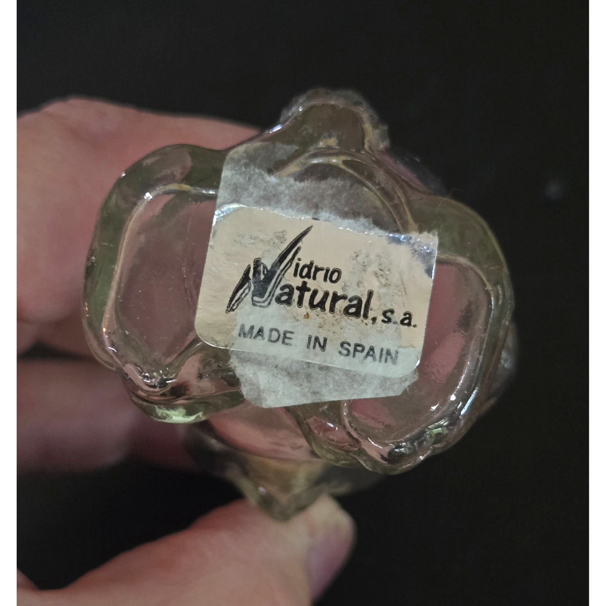 Vintage Vidrio Natural Clear Glass Bear Jar With Cork Lid Made In Spain, small