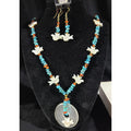 Handmade Shell Necklace & Earring Set, Turquoise Color,  Like new