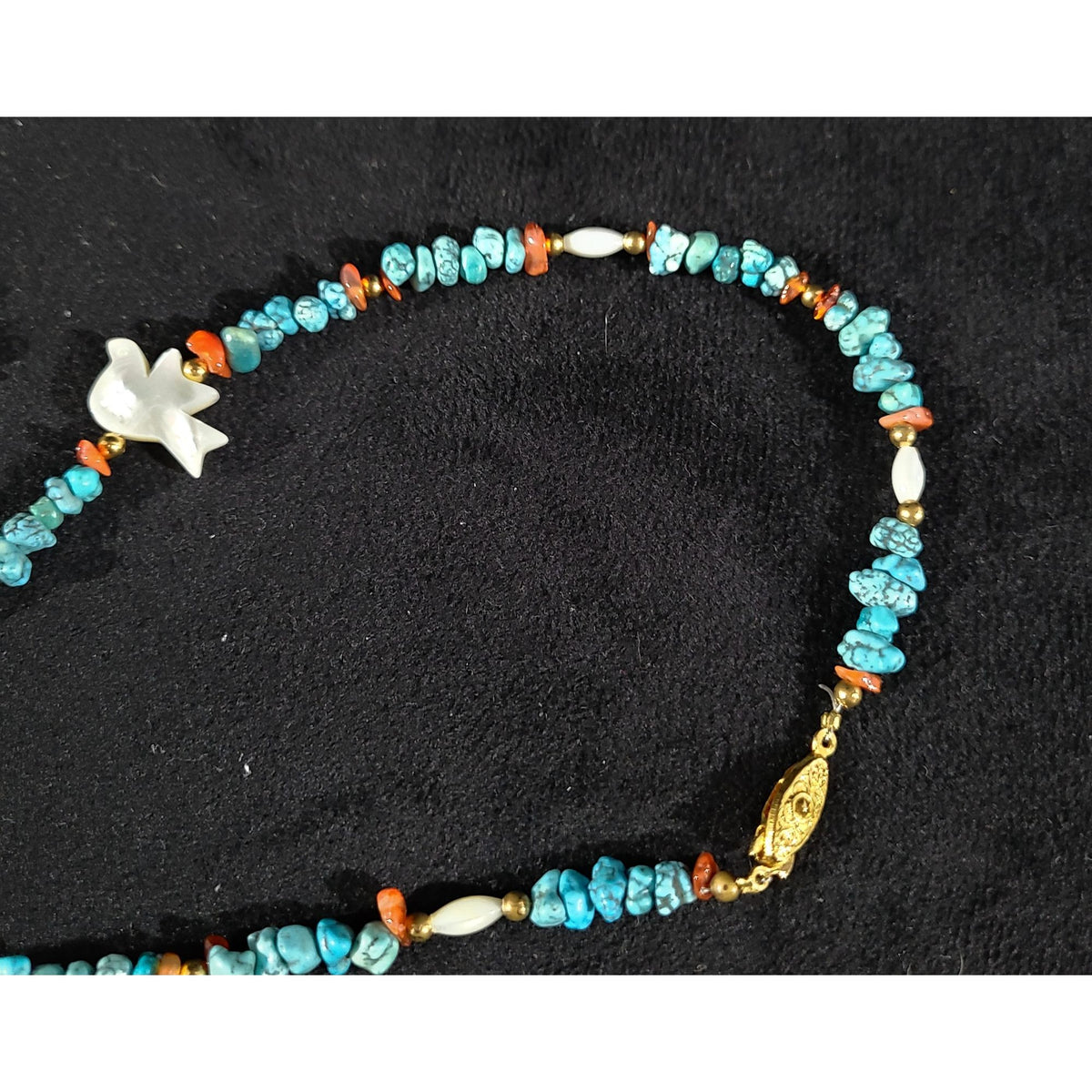 Handmade Shell Necklace & Earring Set, Turquoise Color,  Like new
