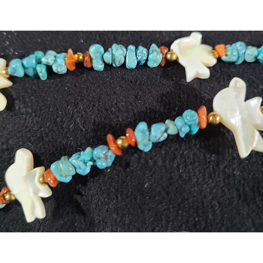 Handmade Shell Necklace & Earring Set, Turquoise Color,  Like new