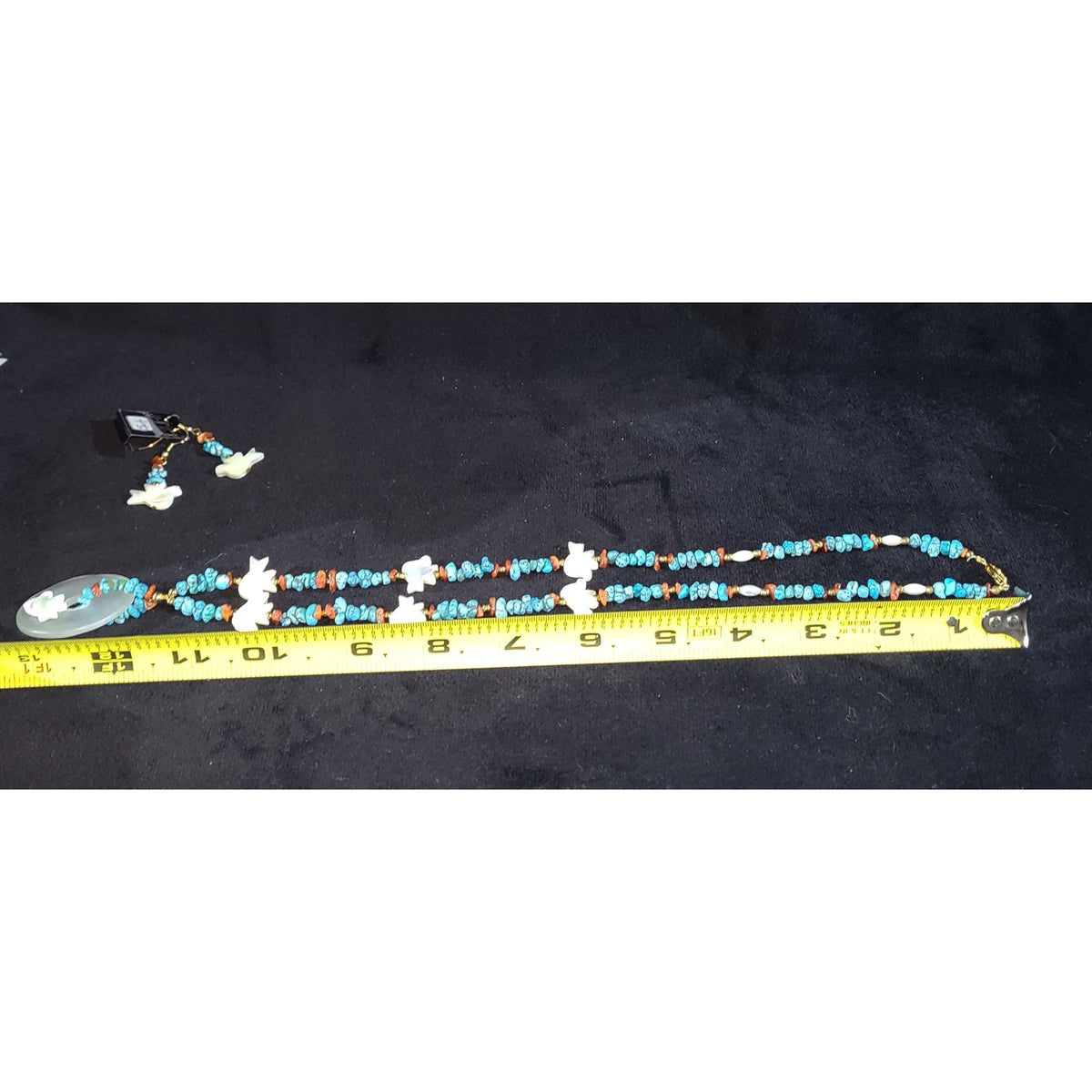 Handmade Shell Necklace & Earring Set, Turquoise Color,  Like new