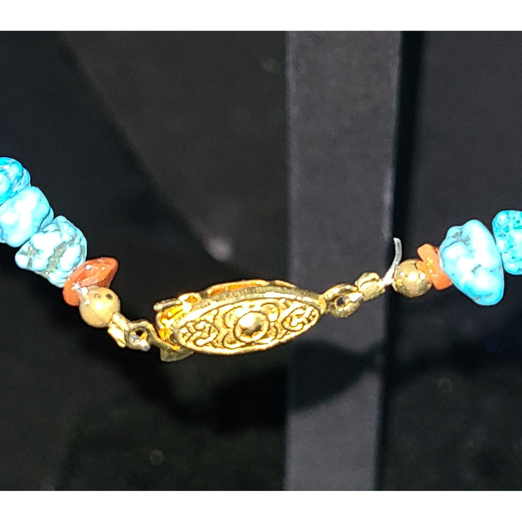 Handmade Shell Necklace & Earring Set, Turquoise Color,  Like new