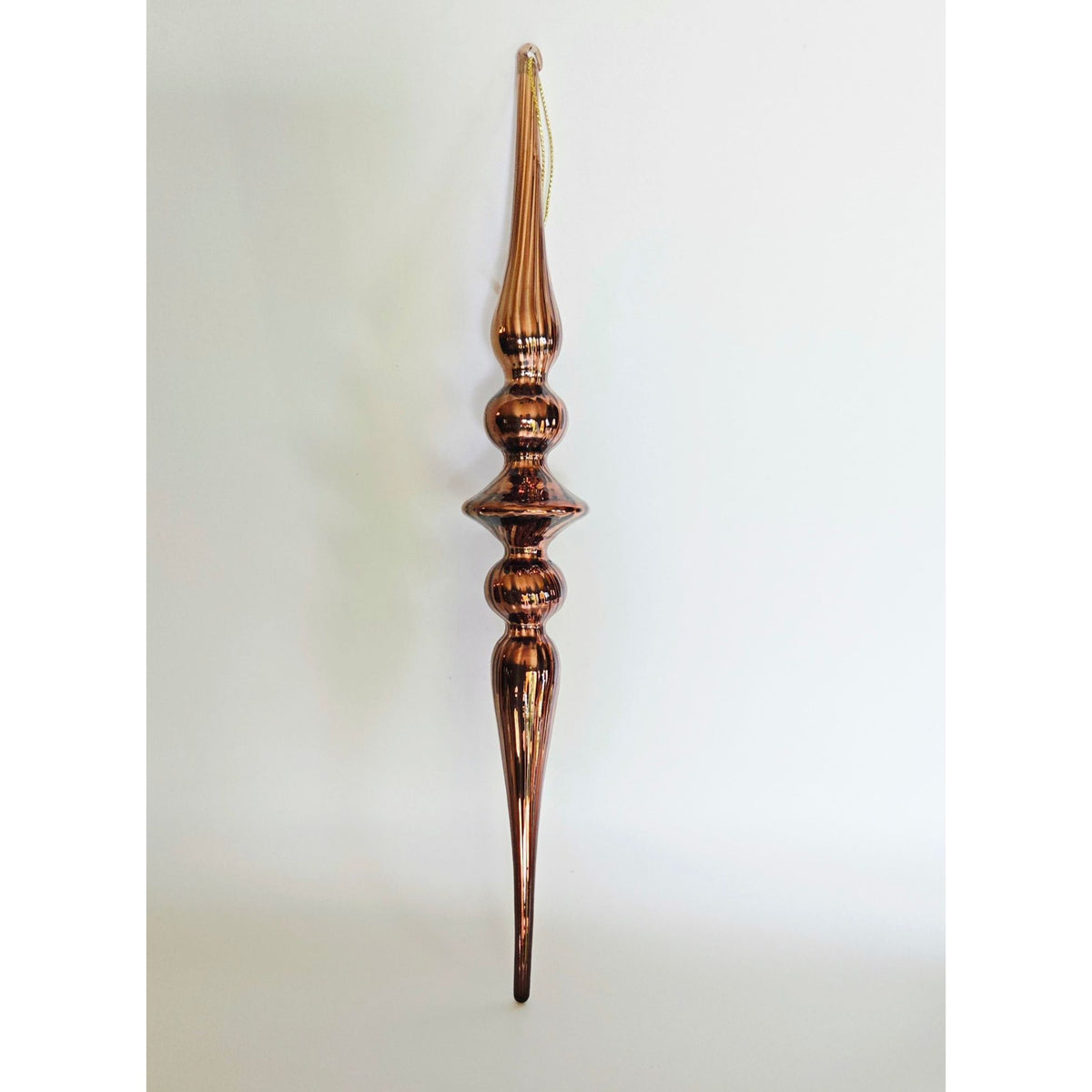 Raz Imports 12" Copper/ Bronze Long Ribbed Finial Style Ornament, Mercury Glass, Hand Blown