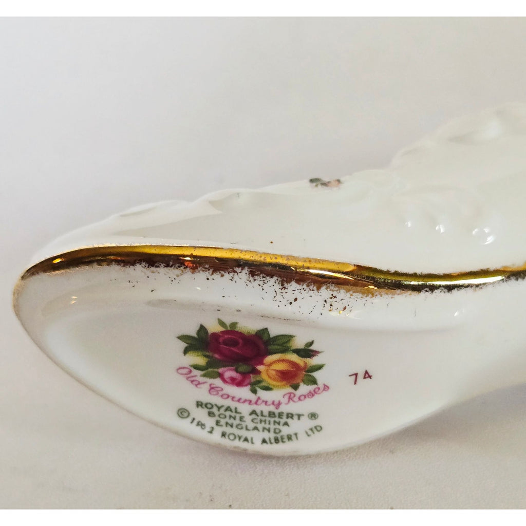 Royal Albert Old Country Roses Bone China Decorative Shoe Figurine Gold Trim 4.75 Inches