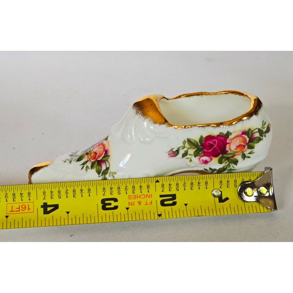 Royal Albert Old Country Roses Bone China Decorative Shoe Figurine Gold Trim 4.75 Inches
