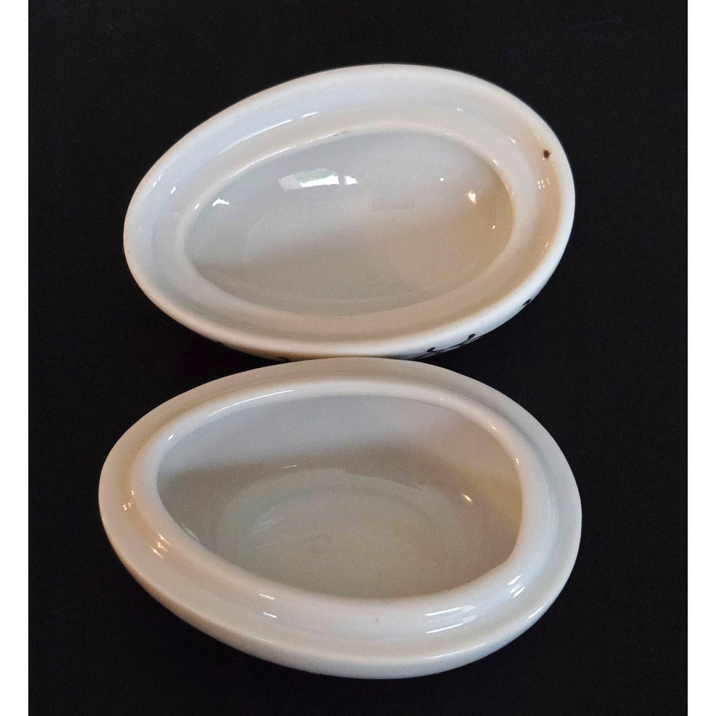 Vintage Porcelain Floral Trinket Box With Gold Detailing - Oval Shape