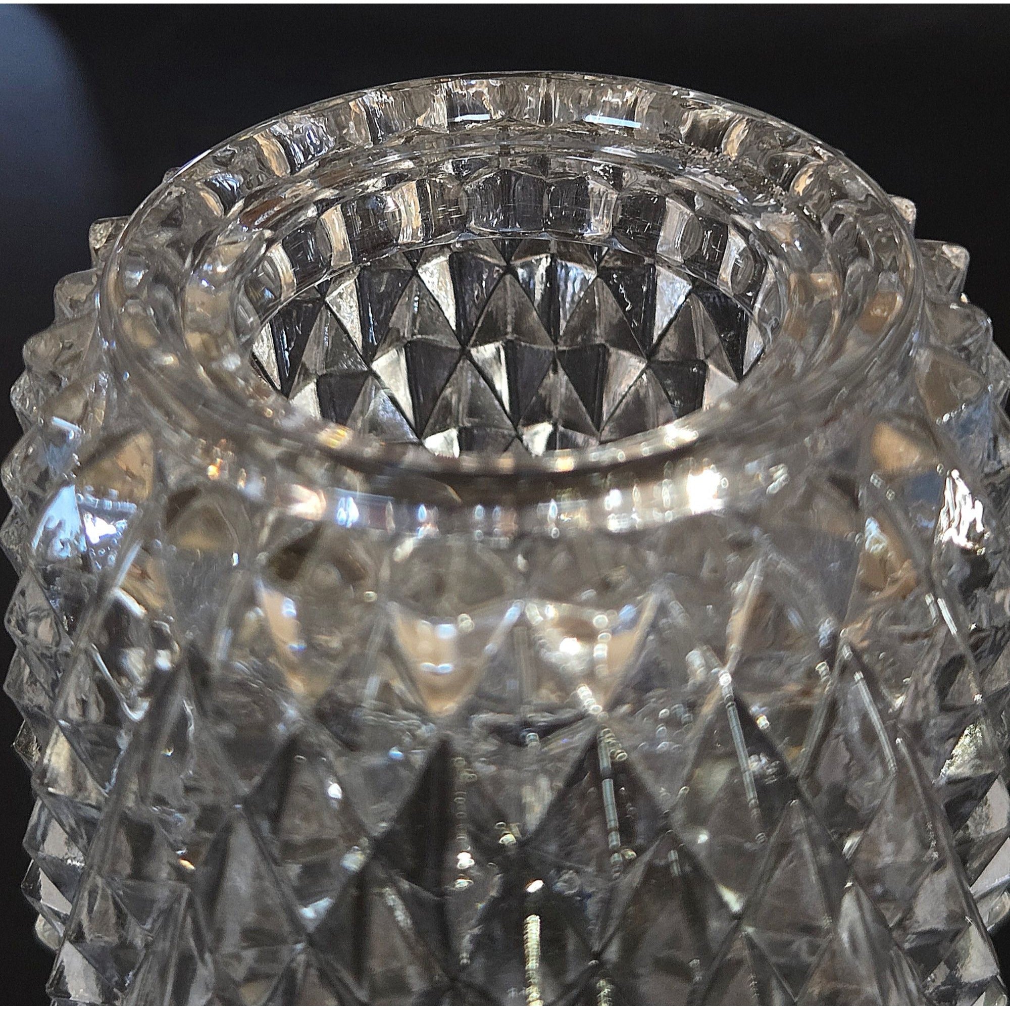 Gorgeous Diamond Point Indiana Glass Clear Fairy Lamp in Mint Condition 5.25"