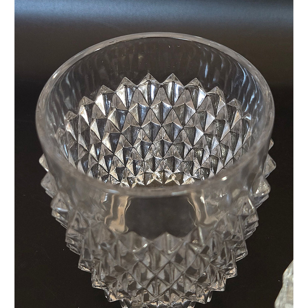 Gorgeous Diamond Point Indiana Glass Clear Fairy Lamp in Mint Condition 5.25"