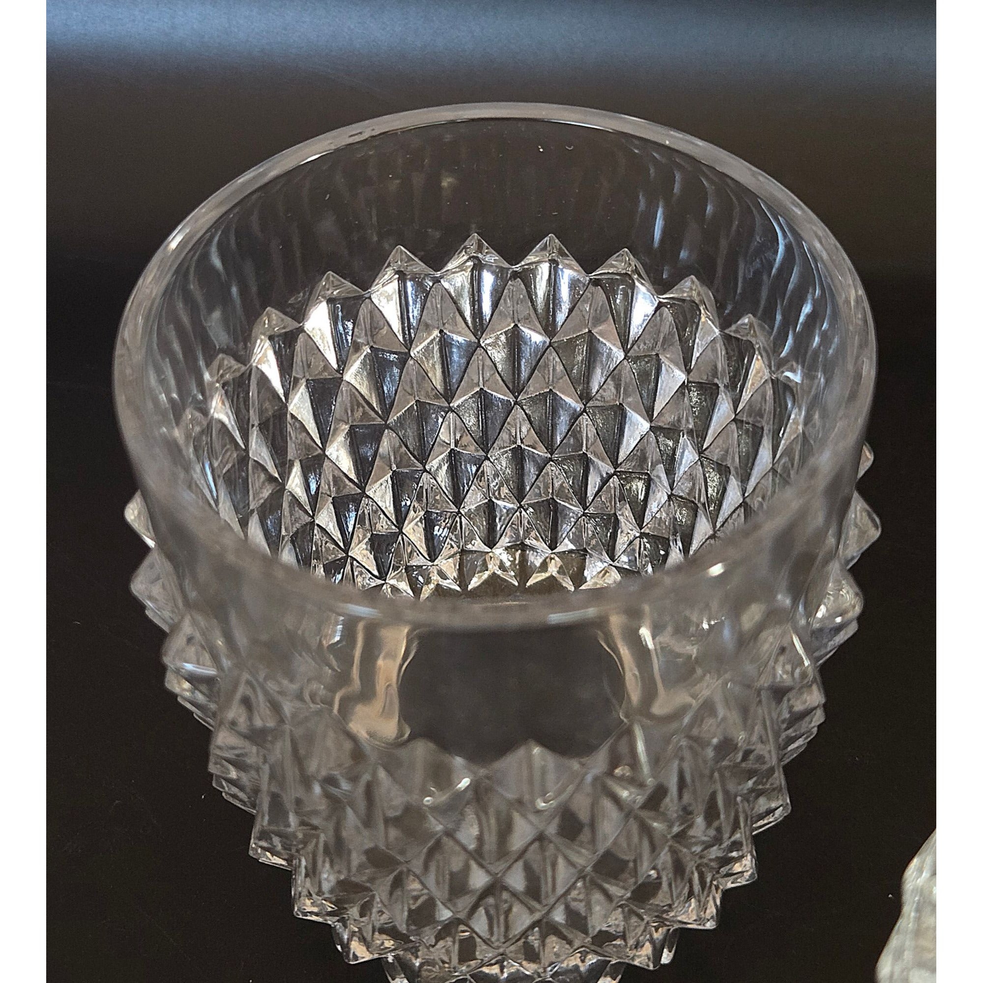 Gorgeous Diamond Point Indiana Glass Clear Fairy Lamp in Mint Condition 5.25"