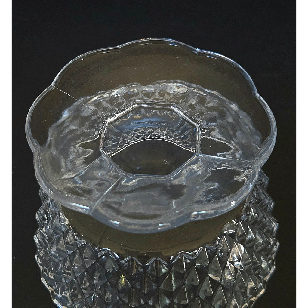Gorgeous Diamond Point Indiana Glass Clear Fairy Lamp in Mint Condition 5.25"