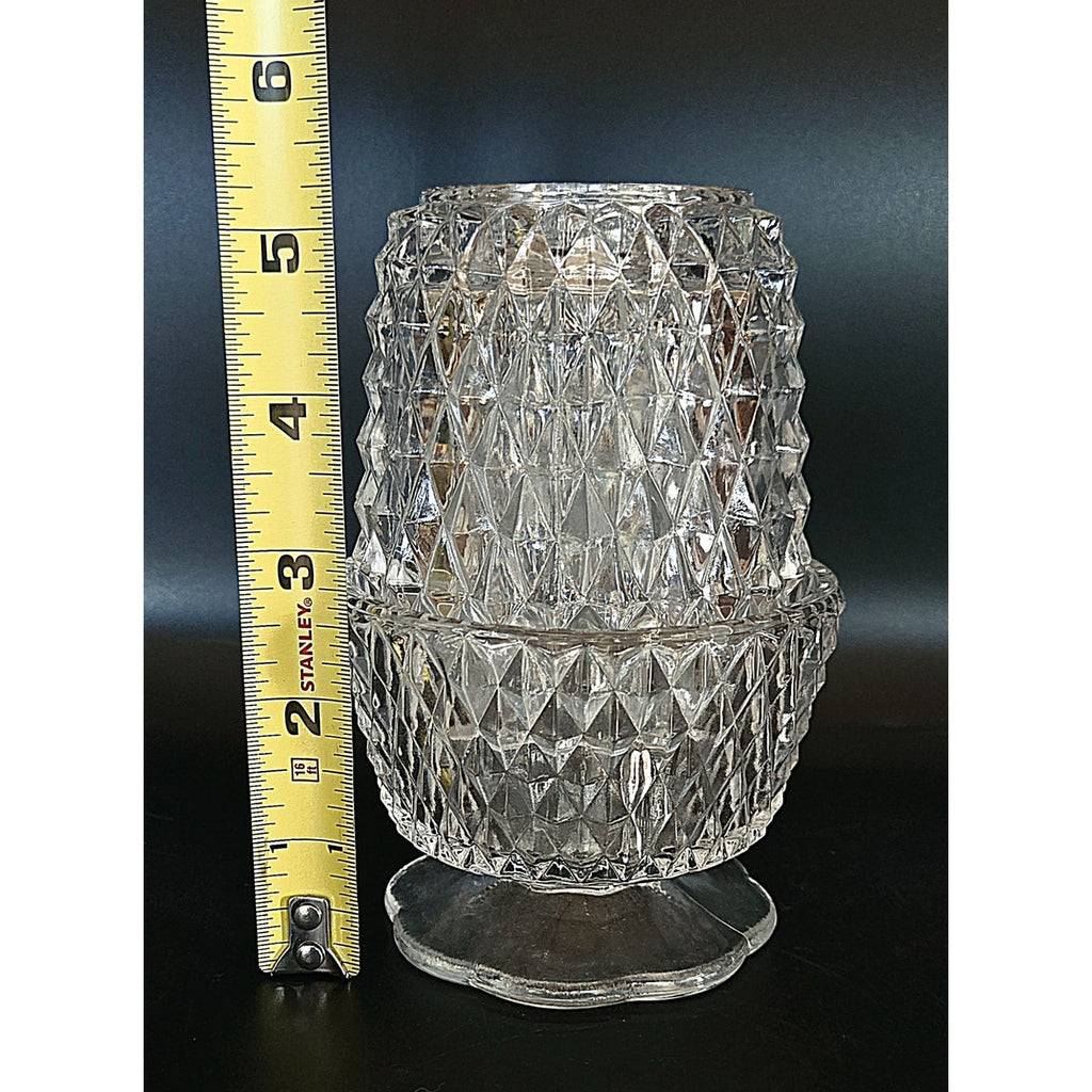 Gorgeous Diamond Point Indiana Glass Clear Fairy Lamp in Mint Condition 5.25"