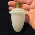 Antique Rare White Opaline Brass, Glass Egg Shape Perfume Flask Snuff Box Chatelaine