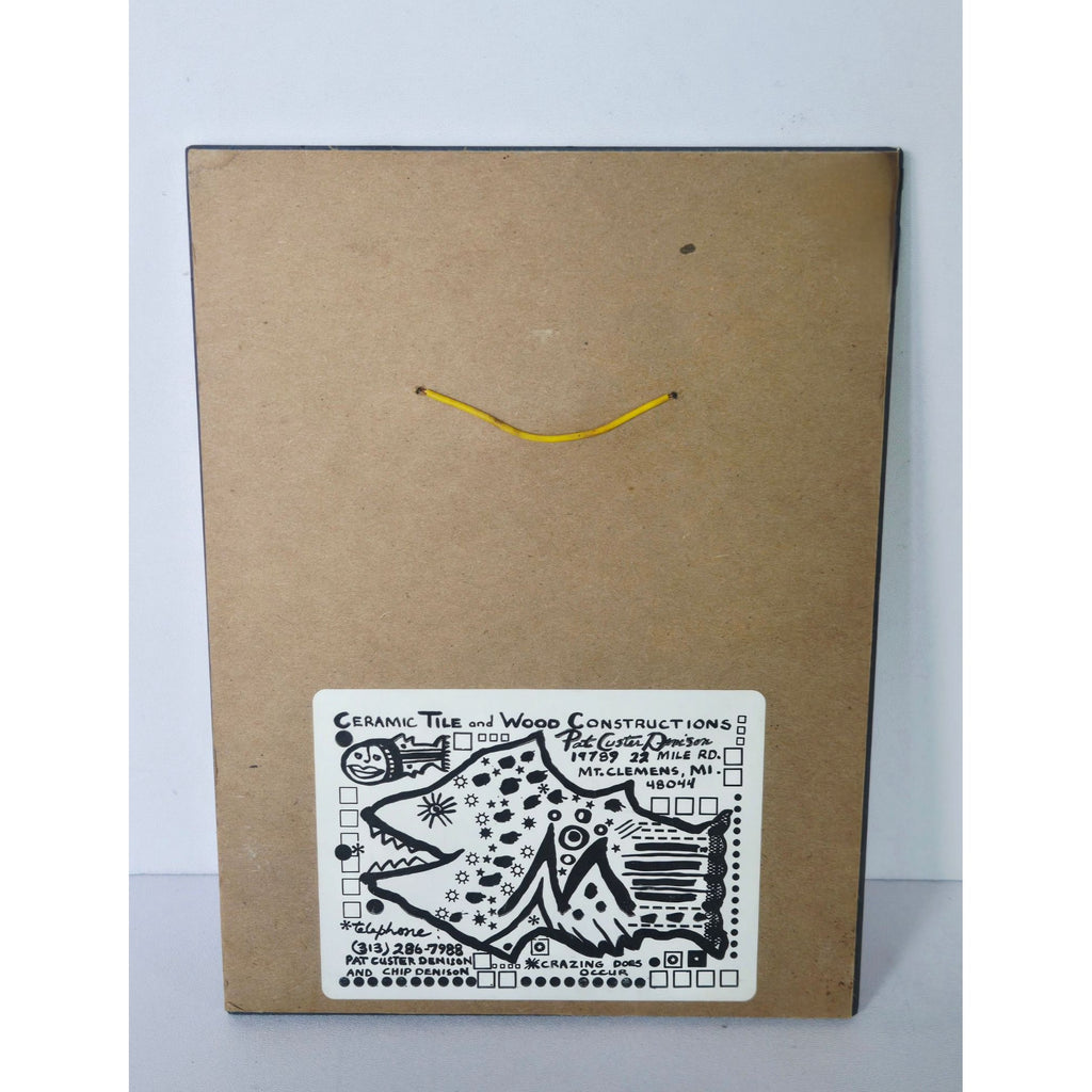 Handcrafted Ceramic Art Tile With Vibrant Swimmer & Fish Design By Pat Custer Denison