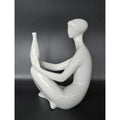 Royal Dux Czech Bohemia Porcelain Figurine Abstract White Sitting Woman w/ Vase