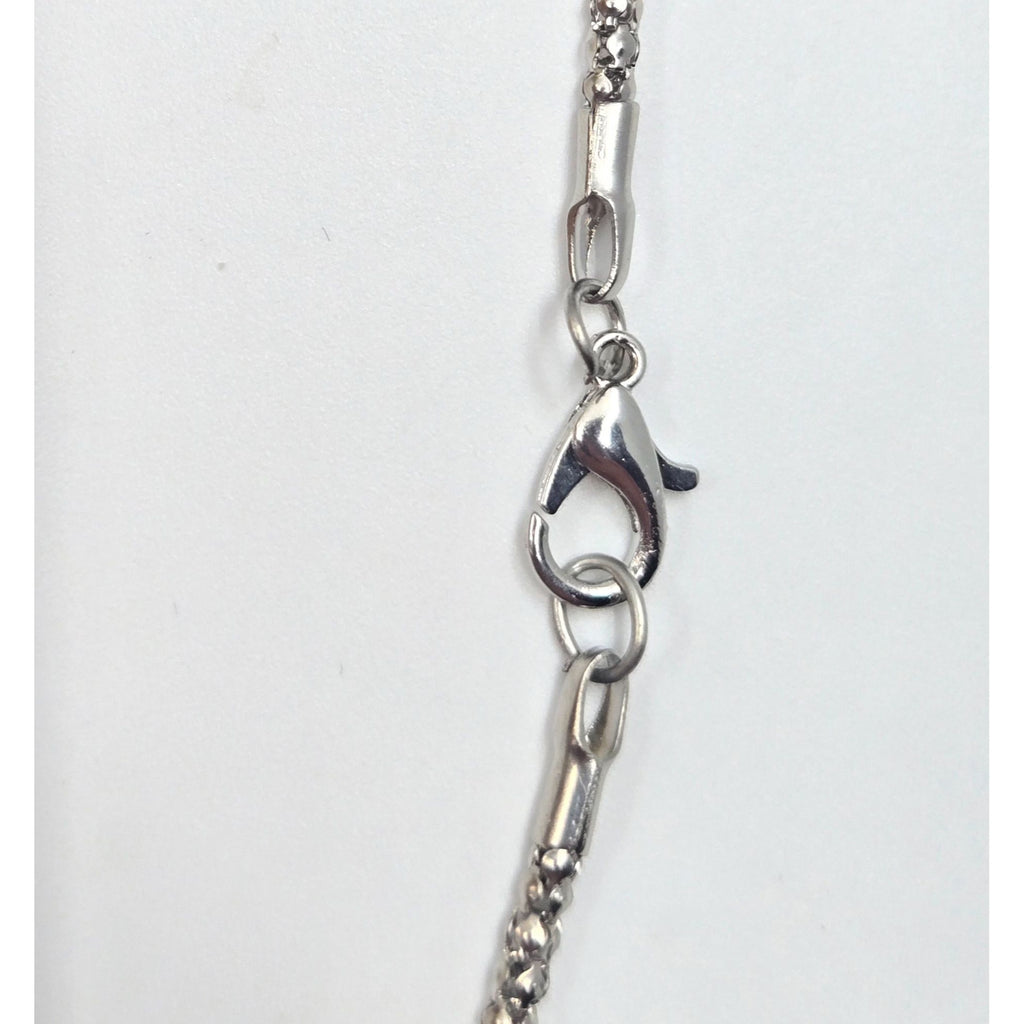 Alice Wonderland & Cheshire Cat Necklace Silver-Tone 2" Pendant 22" Box Chain