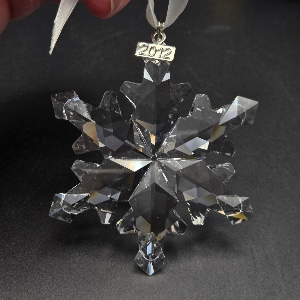Swarovski 2012 Annual Edition Crystal Snowflake Ornament With White Ribbon