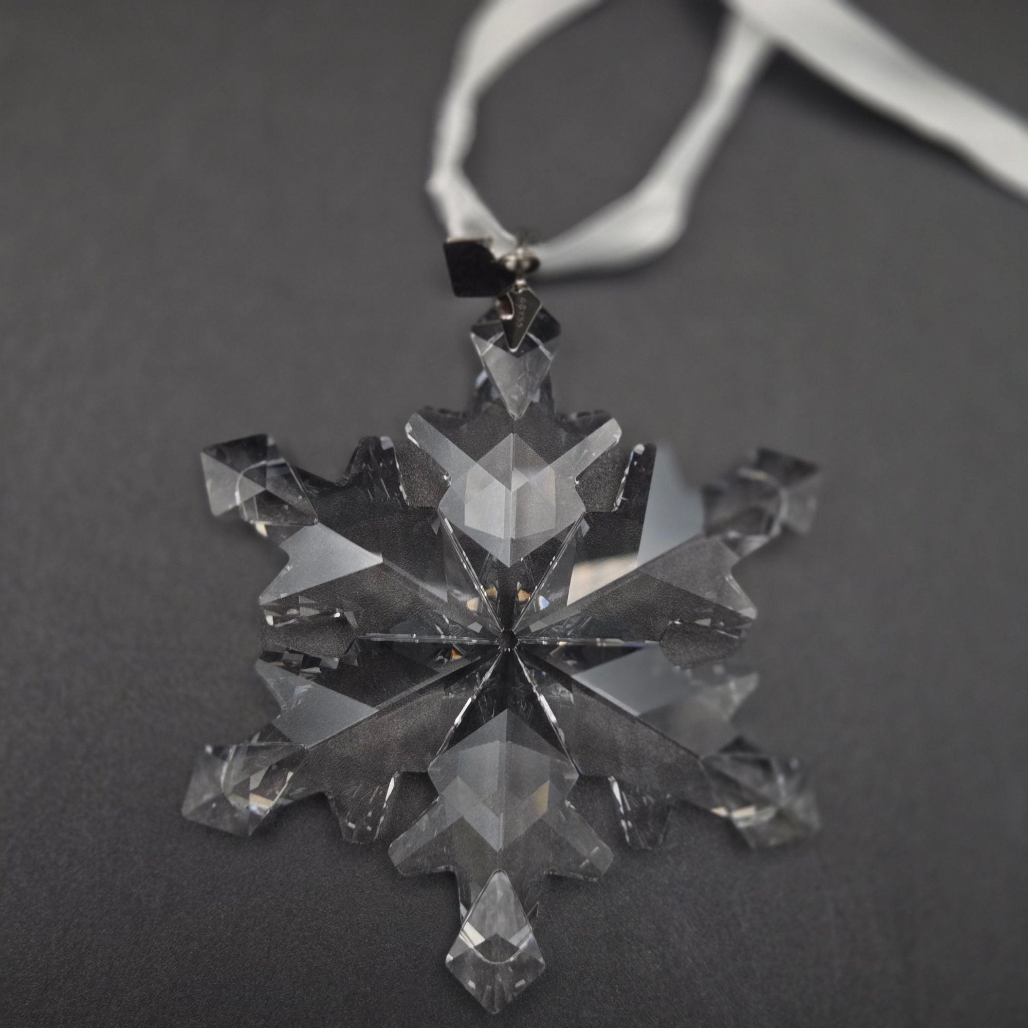Swarovski 2012 Annual Edition Crystal Snowflake Ornament With White Ribbon
