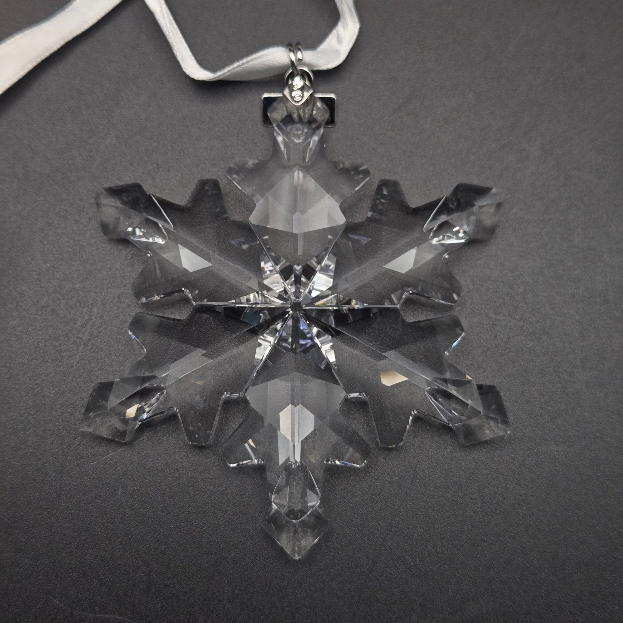 Swarovski 2012 Annual Edition Crystal Snowflake Ornament With White Ribbon