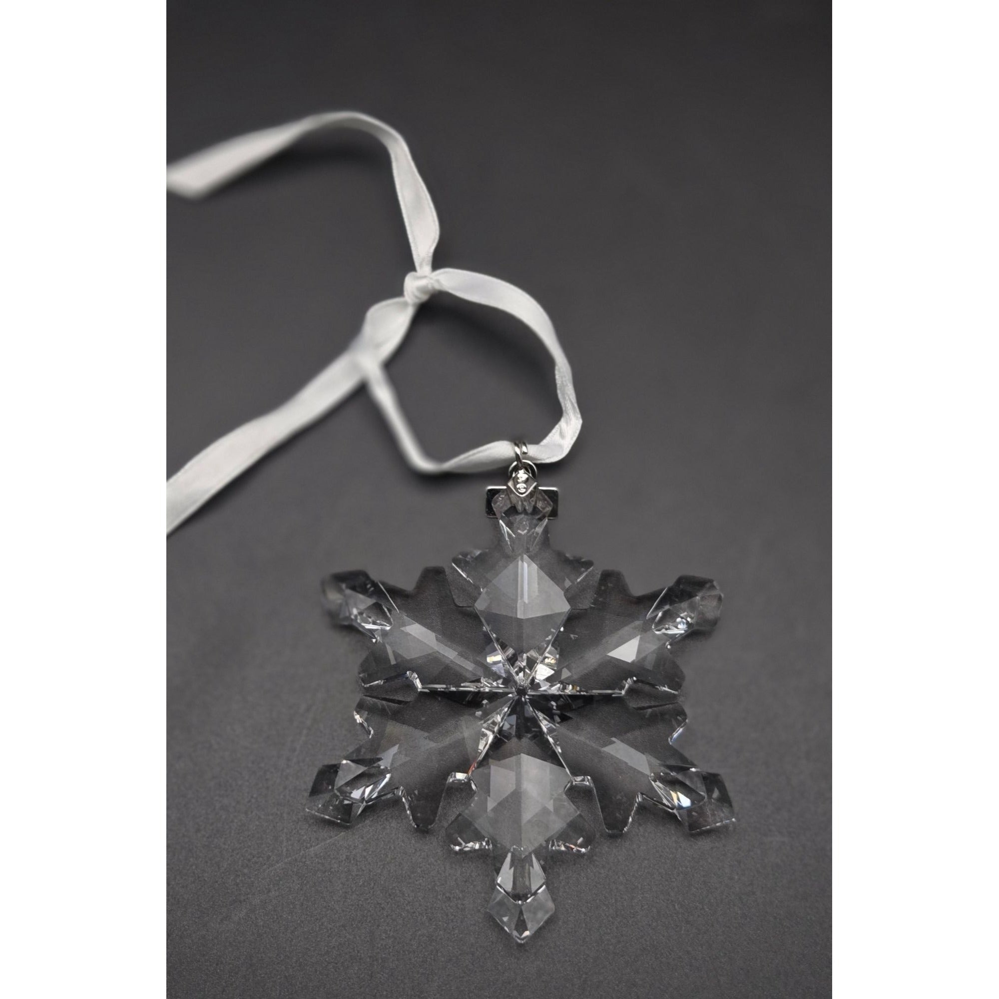 Swarovski 2012 Annual Edition Crystal Snowflake Ornament With White Ribbon