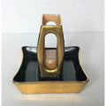 Vintage Rare 1950s Czech Art Deco Astray Black and Gold porcelain with matchbox holder 4" x 3"
