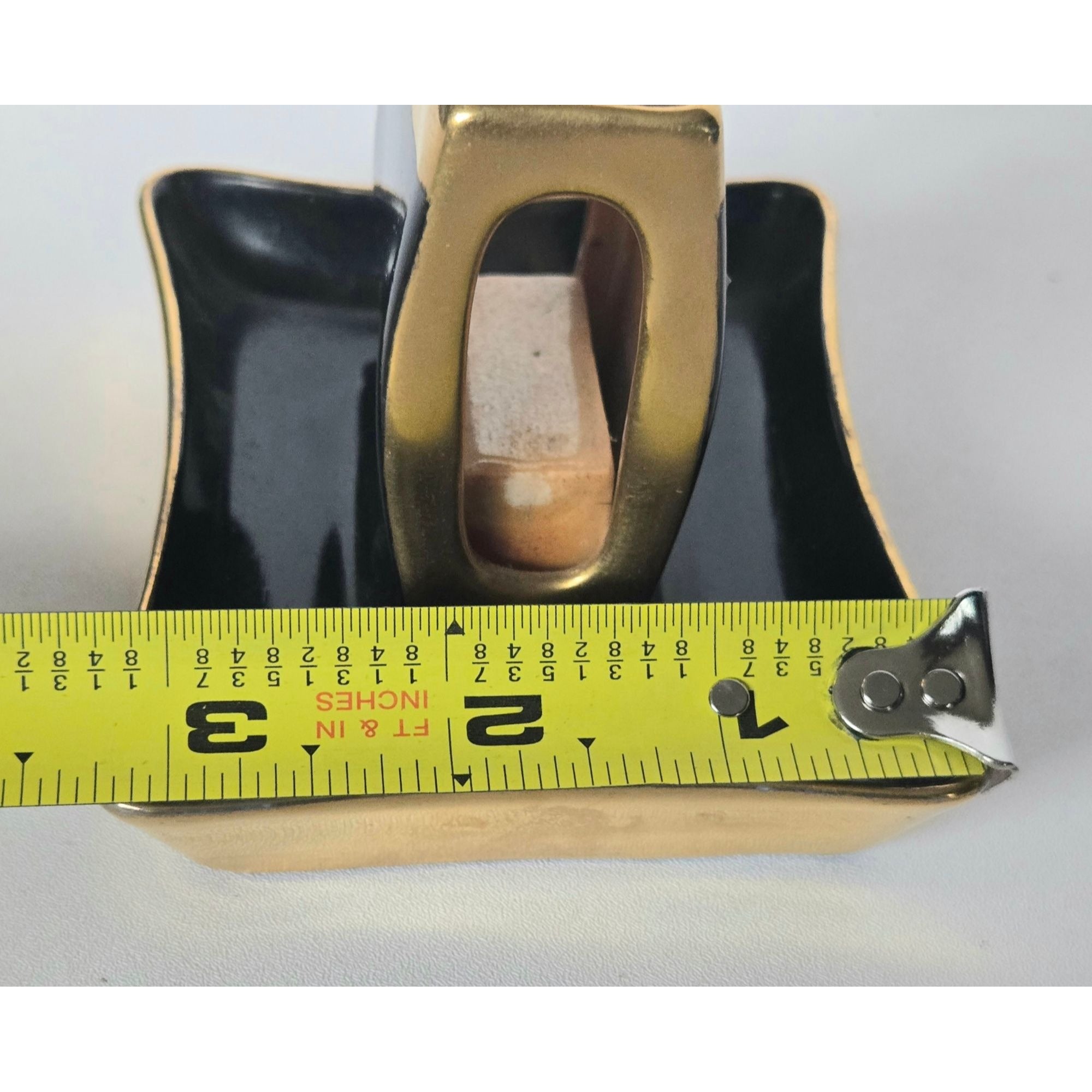 Vintage Rare 1950s Czech Art Deco Astray Black and Gold porcelain with matchbox holder 4" x 3"