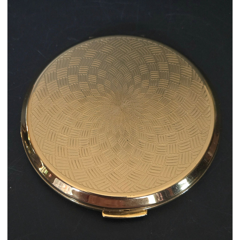 Vintage MCM Gold Tone Stratton Cosmetic Compact in Great Cond. Concentric Designs w/ Puff