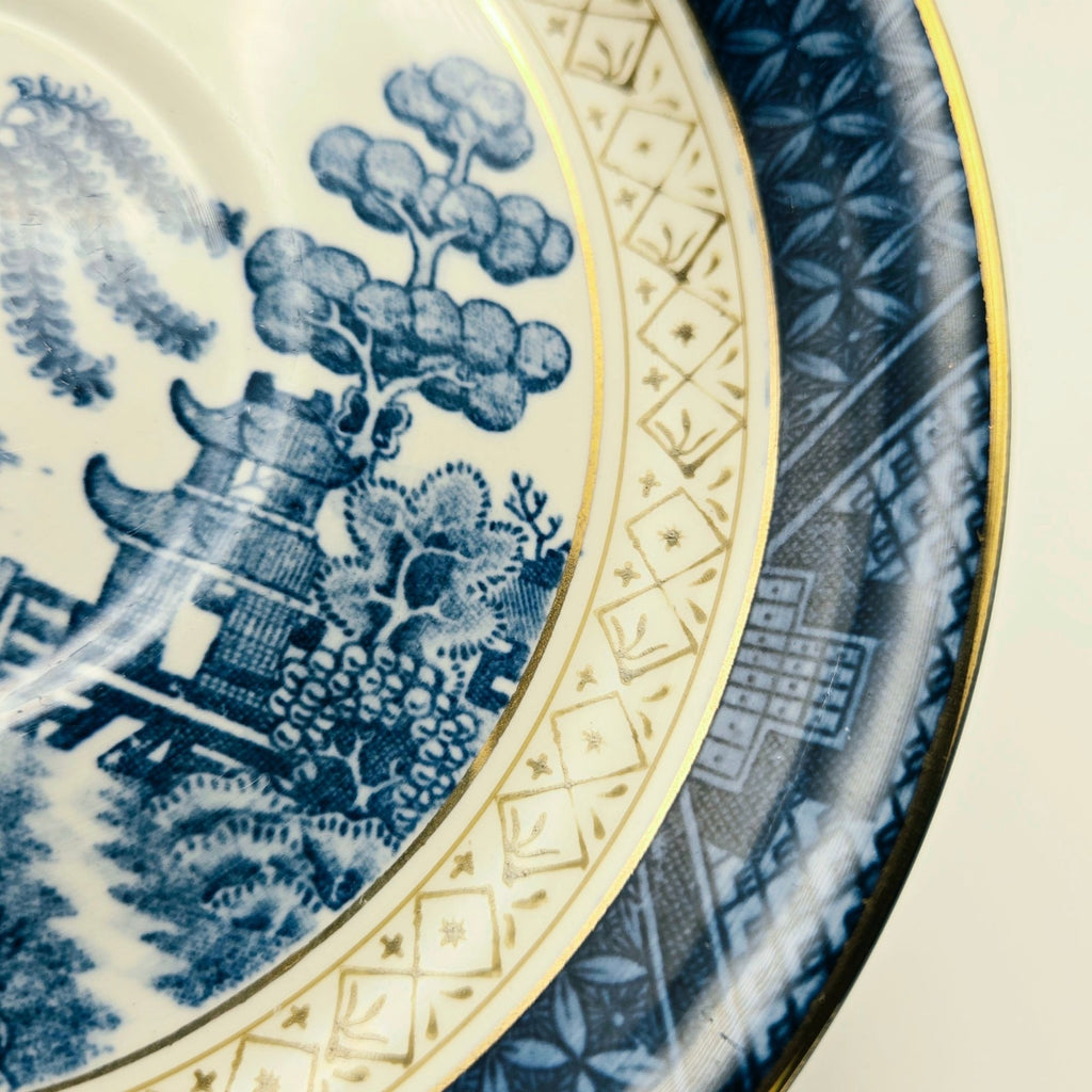 Occupied Japan Nikko  Ironestoneware Blue Willow Tea Cup Scenic Navy, White Teacup