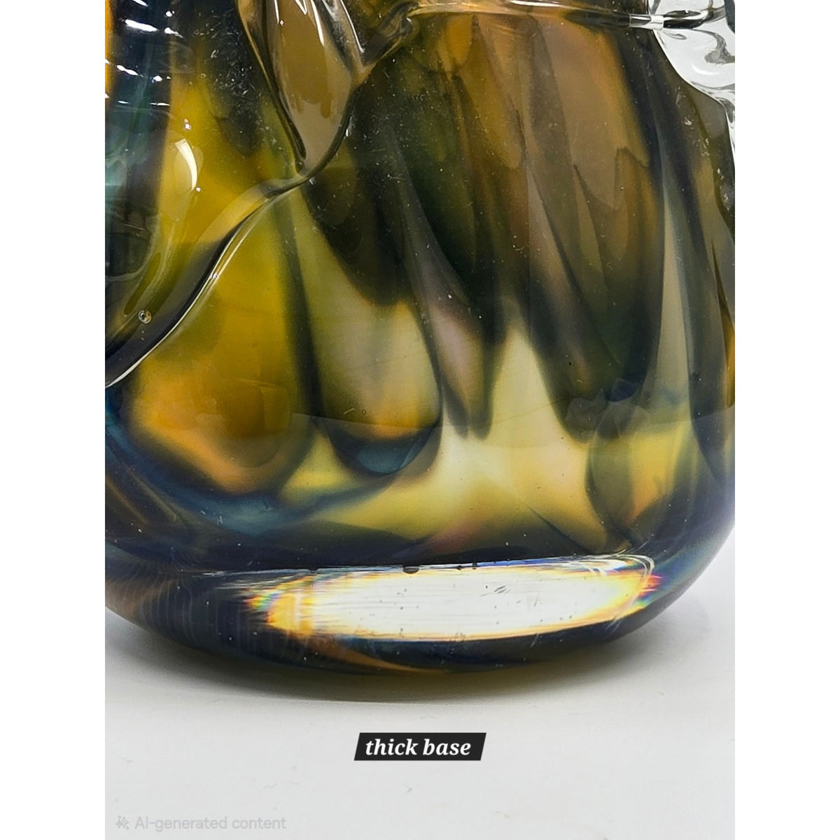 Knobbly Vase hand blown, Greens blues Yellow, Heavy. Signed, Excellent Condition
